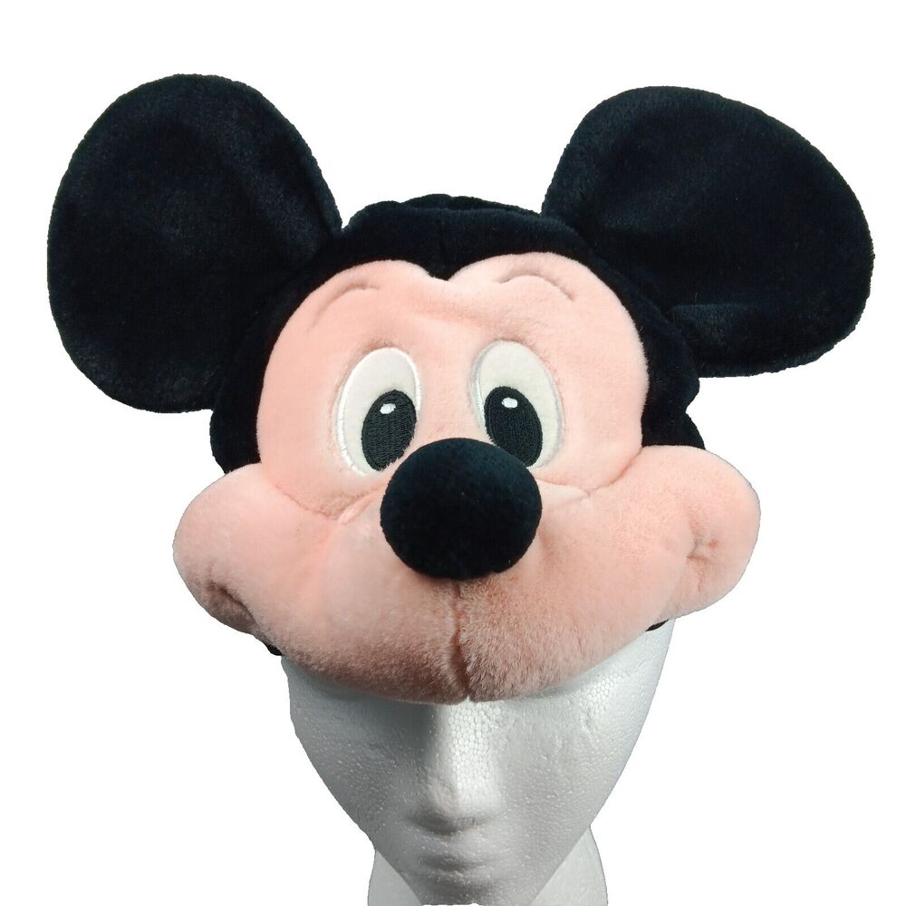 Walt Disney World Mickey Mouse Head Hat Plush Elastic Back Vintage Toddler Size